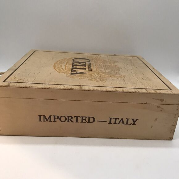 Vintage Cella Fratelli Wooden Wine Bottle Carrier Box Rope Handle Bronze Clasps - Picture 9 of 12